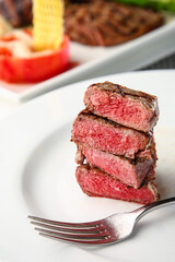 grilled beef steak with vegetables