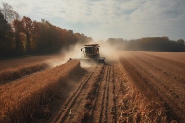 Fototapeta premium crop field, being harvested for biomass and bioenergy production, created with generative ai
