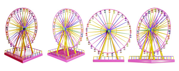 Ferris wheel icon sets. 3d rendering