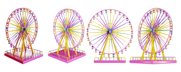Deurstickers Ferris wheel icon sets. 3d rendering © Rosianna
