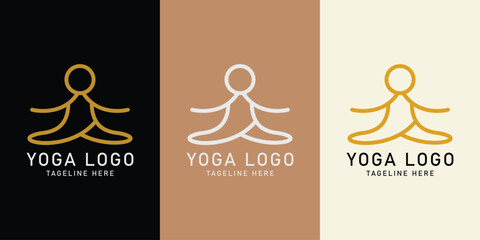 Meditation yoga simple logo design. Meditation symbol. Zen harmony balance sign. simple logo design with logo icon line outline. Simple design editable