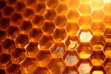 Golden honeycomb full of delicious honey, generative ai