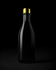 Fototapeta na wymiar Isolated Black Background Bottle Olive Oil Vinegar Wine Gourmet Chef Kitchen Menu
