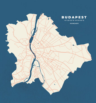 Budapest map vector poster flyer