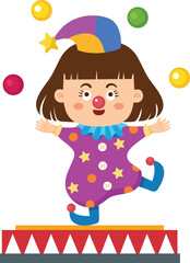 Circus kid character illustration vector on white background