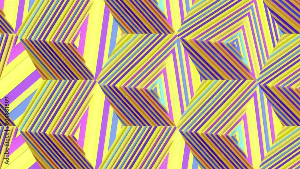 Aufkleber Abstract pattern of cubes in isometric projection 3d rendering loop animation 4K