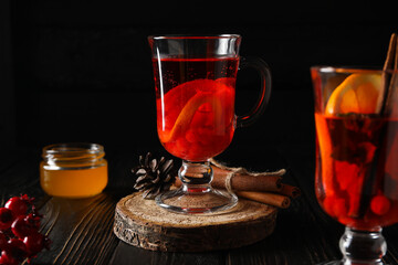 Concept of delicious hot drink - tea, berry - fruit tea