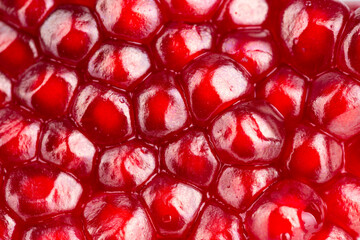 Pomegranate grains close up.