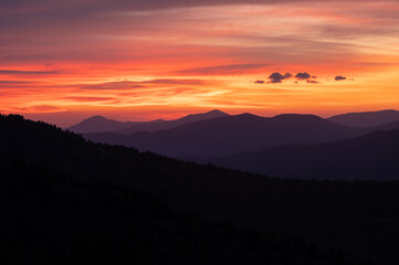 Pink and Orange Layers of Sunrise Over the Blue Ridge Mountains