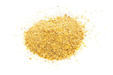 Seasoning for cooking. Hill of spices on a white background.