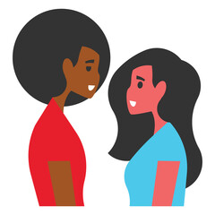 Vector illustration of two black women in flat style. Friendship concept.