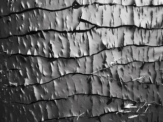 Metal grunge sheeting texture, rough-edged. 1900s, pulled, scratched. Film, dark palette. Creepy, mystic and dark. Generative Ai.