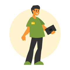 Male security guard in uniform. Vector illustration in a flat style.
