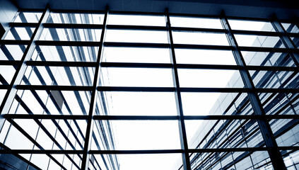 Office interior with glass wall