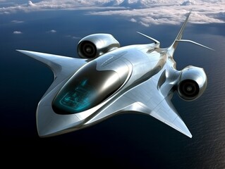 Obraz premium Futuristic business jet, generative ai