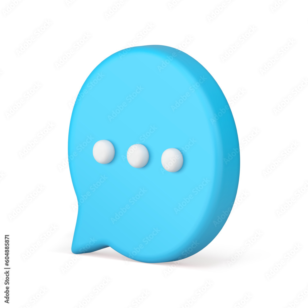 Poster blue dialogue chat box speech bubble web message isometric 3d icon realistic vector illustration