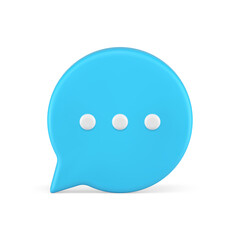 Chat box speech bubble thinking balloon blue 3d icon web message realistic vector illustration