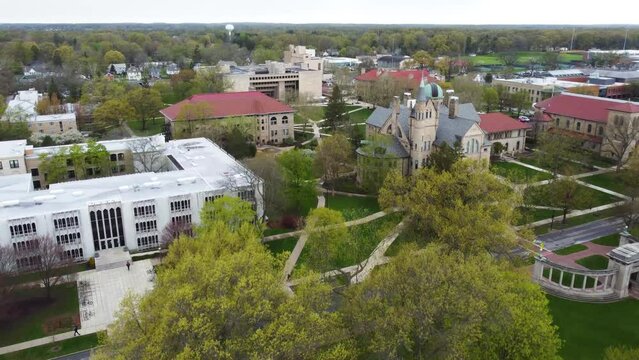 Oberlin College in Oberlin, Ohio.  Aerial drone footage