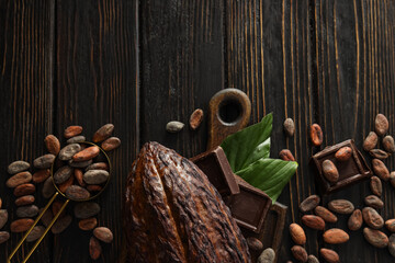 Concept of fresh and aromatic food - cacao beans