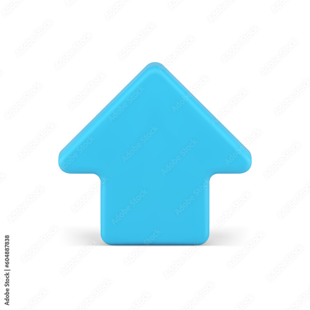 Poster up arrow blue upward pointer cursor link follow movement 3d icon realistic vector illustration