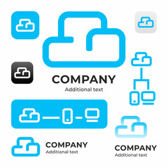 Cloud Stylish Logo Icon and Button Concept Set - 604888407
