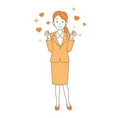  ウキウキ喜びを隠せないスーツの女性