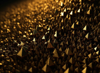 Futuristic abstract golden pyramid geometric background created with Generative AI technology.