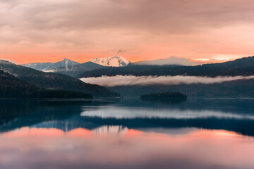 Fototapeta na wymiar Sunset over Lake Walchensee