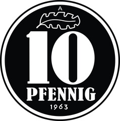 German 10 pfennig coin vector design handmade silhouette