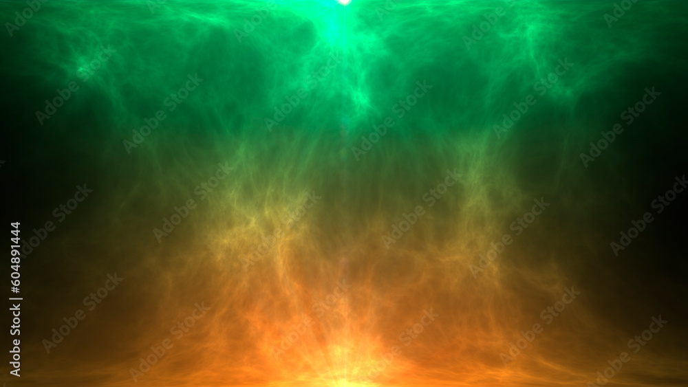 Wall mural abstract green and orange gradient smoke energy background