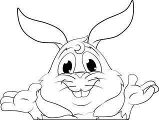 Easter Bunny Rabbit Cartoon Character Peeking Sign