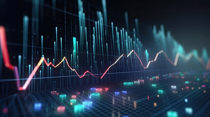 Naklejka premium Market chart of business stock graph or investment digital concept