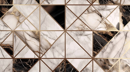 Fototapeta premium Marble and gold color seamless texture with geometric style background