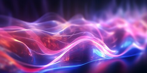Neon Waves Abstract Futuristic Background, Wallpaper, Neon Moving High Speed Wave Lines, Data Transfer, Fanstastic Wallpaper, generative AI