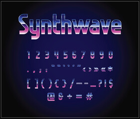 80's - 90's Retro Futurism Sci-Fi Font. Numbers. Vector. Retro wave trend. Y2K Aesthetics. Retrowave.
