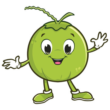 Vector illustration of a happy cartoon coconut  for design element