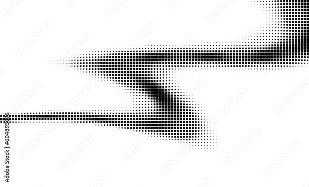 Poster monochrome gradient halftone dots background. vector illustration. big wave