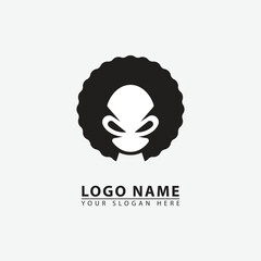 elegant alien frizzy hair logo icon.
