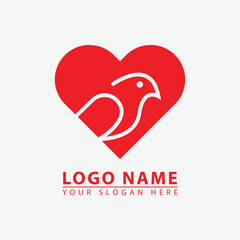 elegant bird heart logo icon.