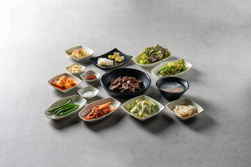 Pork ribs, makguksu, beef ribs, Korean beef sashimi,noodles