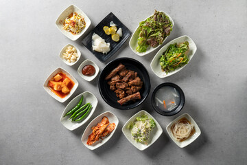 Pork ribs, makguksu, beef ribs, Korean beef sashimi,noodles