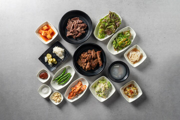 Pork ribs, makguksu, beef ribs, Korean beef sashimi,noodles