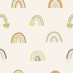 Seamless pattern with cute rainbows, digital paper, for surface design, kids clothing, print