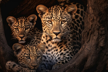 Fototapeta na wymiar Leoparden auf dem BAum