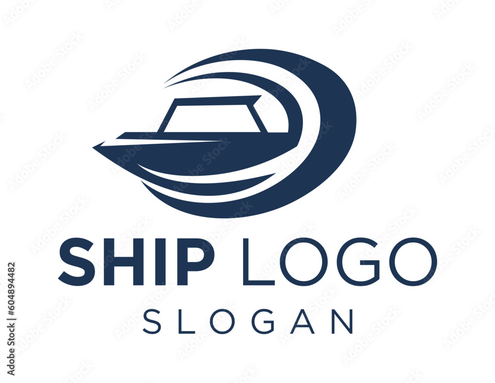 Poster logo about ship on white background. created using the coreldraw application.