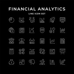 Set line icons of financial analytics