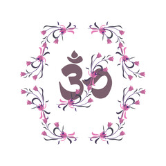 Om symbol with flowers