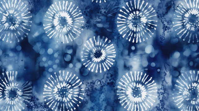 Tie dye shibori print Seamless hand drawn ethnic art style