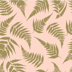GREEN FERNS ON PINK SEAMLESS PATTERN REPEAT TILE