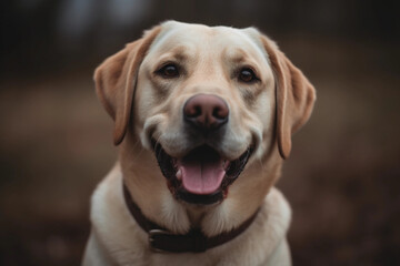 Smiling Labrador: A Picture-perfect Moment of Joy. Generative AI.